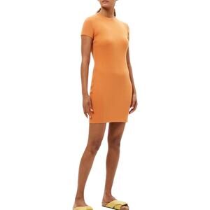NWOT Theory Tiny Tee Dress in Orange Canyon Ribbed Modal – Sz. M